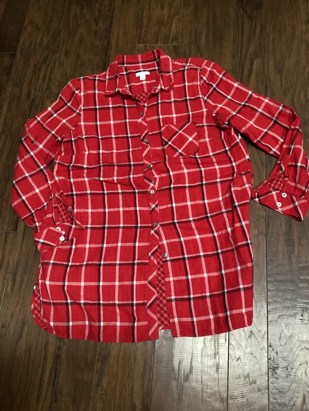 J. Jill Red Plaid Button-Front Shirt